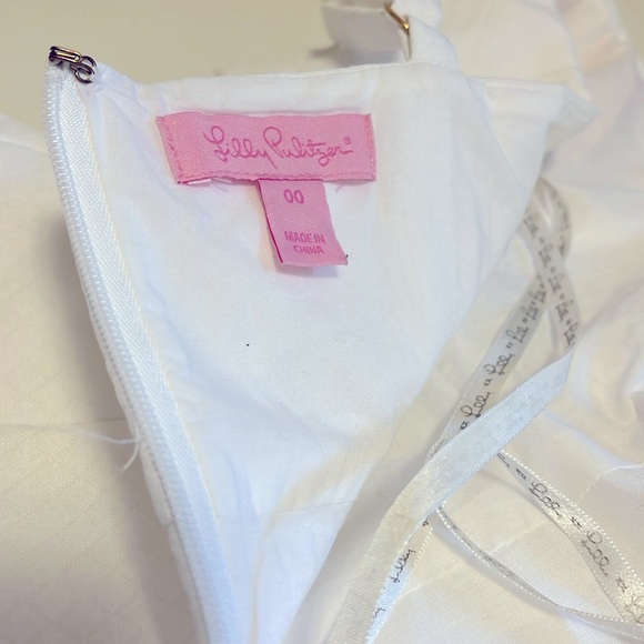 💚Lilly Pulitzer Women’s Lane Resort White Gold Pineapple Trim Mini Dress Size 00 - Picture 6 of 12